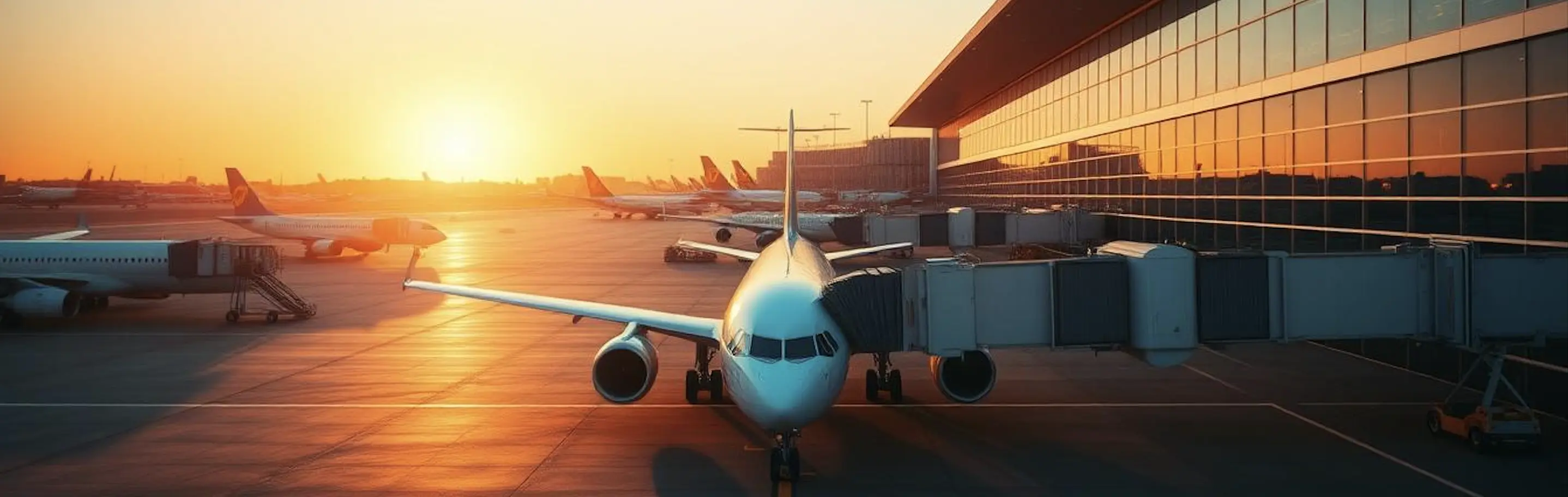 Aircraft parked on the ramp at Gatwick Airport