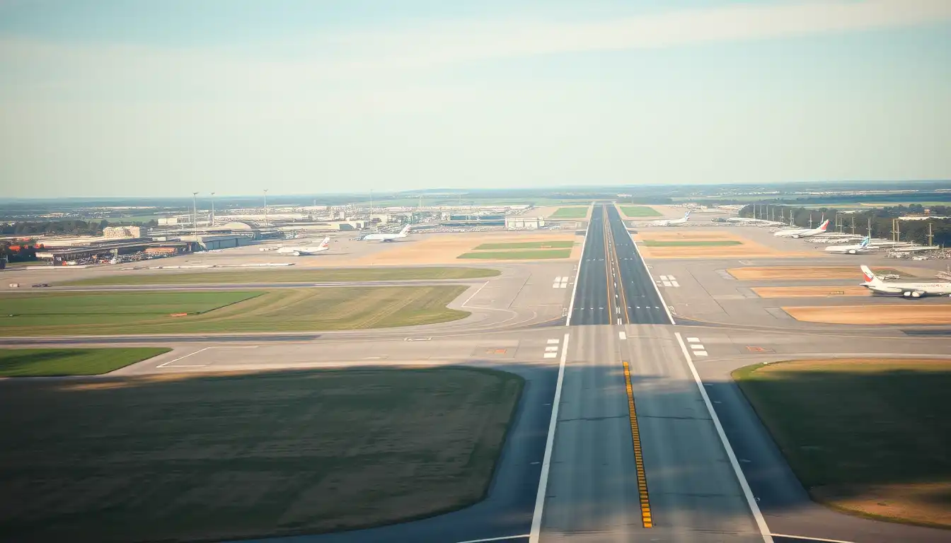 View of Luton Airport runway area connected with RideBlack luxury chauffeur service.