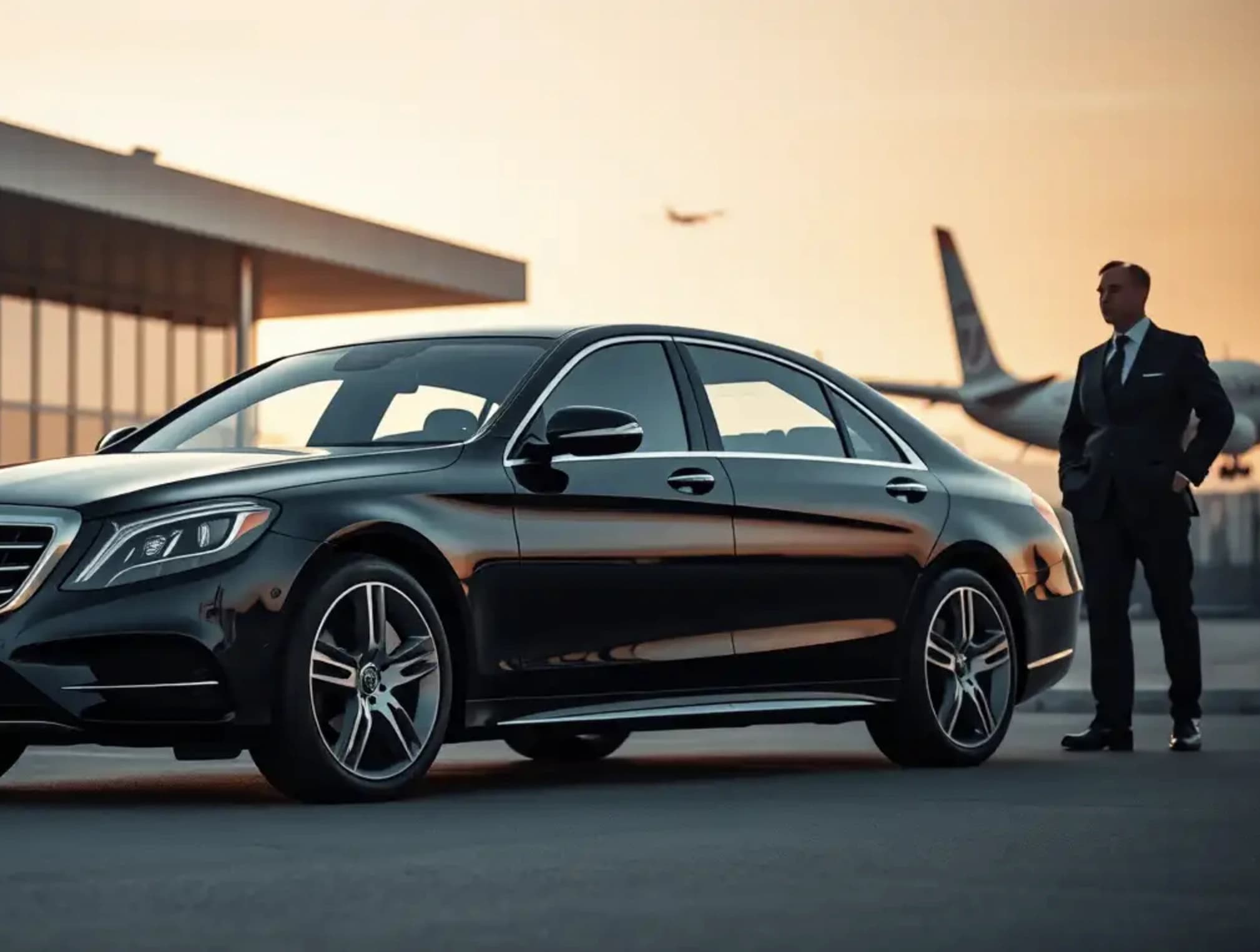 Female chauffeur holding a name board in the arrivals hall at an Airport